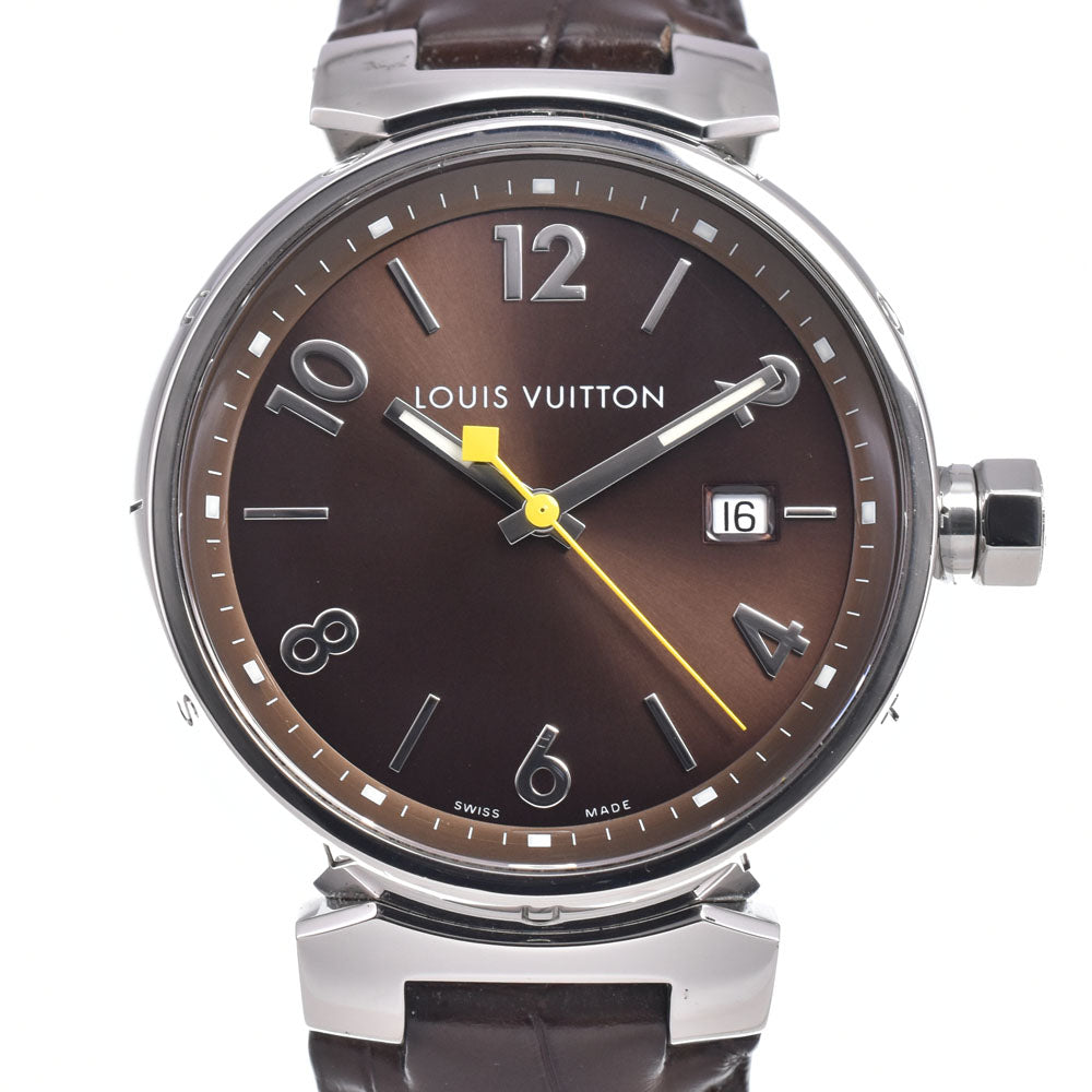 with paper LOUIS VUITTON Tambourg GM Q1111 Brown Dial Quartz Men's
 Watch J#150376