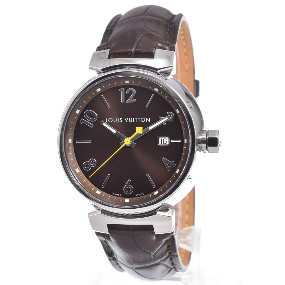 with paper LOUIS VUITTON Tambourg GM Q1111 Brown Dial Quartz Men's
 Watch J#150376