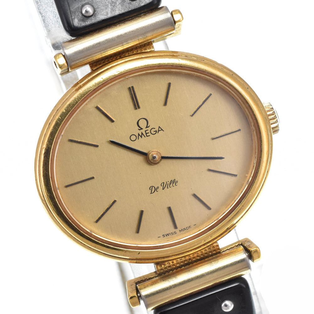 OMEGA De Ville Gold Plated / Leather gold Dial Hand Winding Ladies
 Watch I#150383