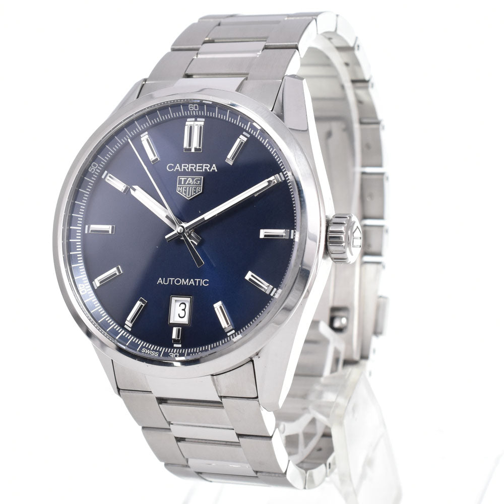 with paper TAG HEUER Carrera WBN2112 Date blue Dial Automatic Men's
 Watch I#150402