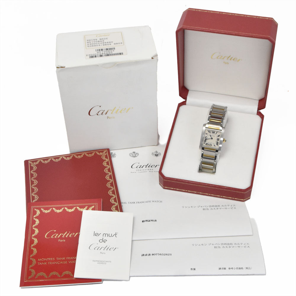 CARTIER Tank francaise MM W51006Q4 Stainless Steel/YG Silver Dial Quartz Unisex
 Watch N#150403