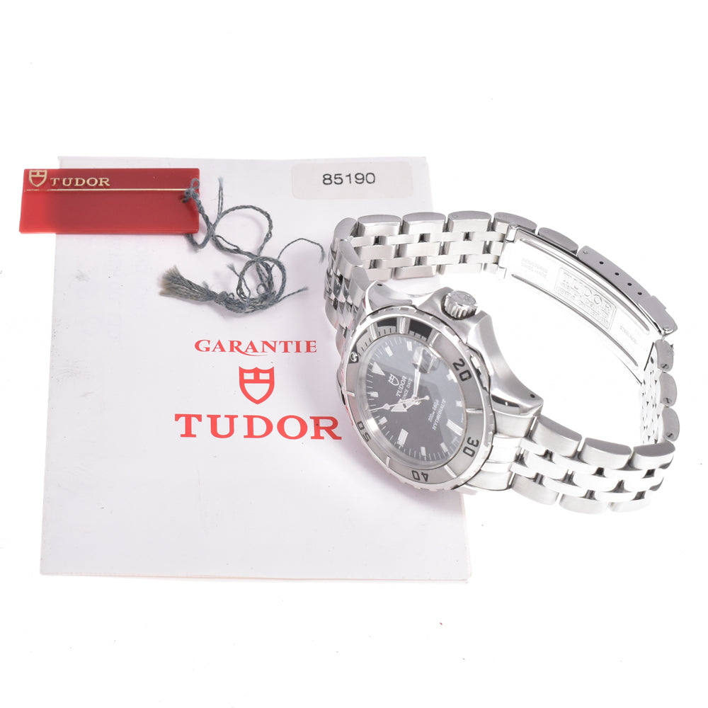 with paper TUDOR Prince Date Hydronaut 85190 Date black Dial Automatic Men's
 Watch L#150409