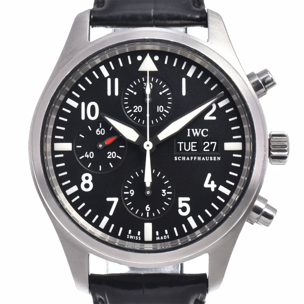 IWC SCHAFFHAUSEN Pilot watch IW371701 Chronograph day date black Dial Automatic Men's
 Watch J#150432