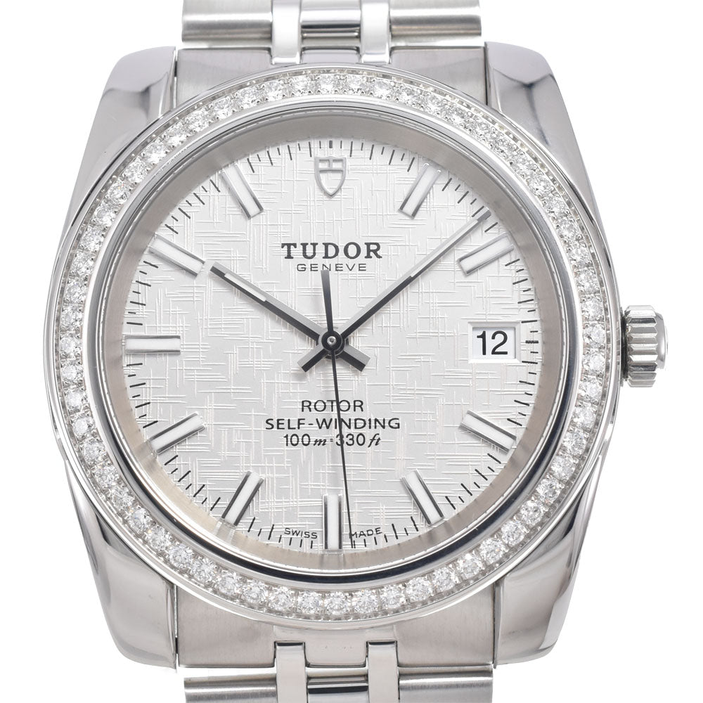 with paper TUDOR Classic Date 21020-0002 Diamond Bezel Silver Dial Automatic Men's
 Watch L#150435