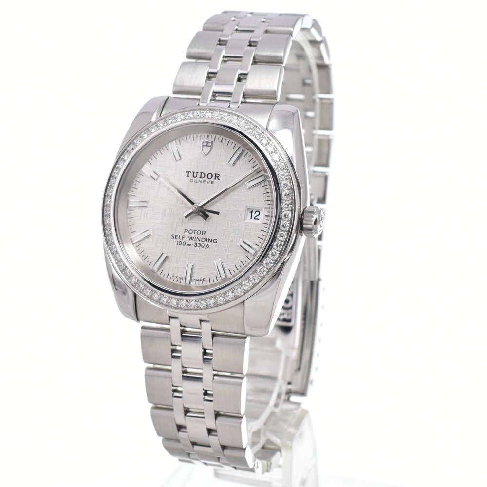 with paper TUDOR Classic Date 21020-0002 Diamond Bezel Silver Dial Automatic Men's
 Watch L#150435