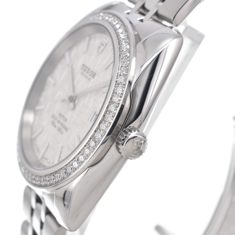 with paper TUDOR Classic Date 21020-0002 Diamond Bezel Silver Dial Automatic Men's
 Watch L#150435