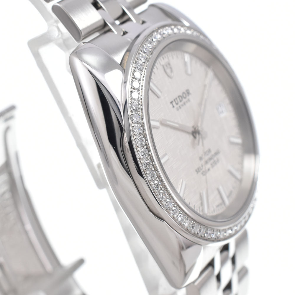 with paper TUDOR Classic Date 21020-0002 Diamond Bezel Silver Dial Automatic Men's
 Watch L#150435