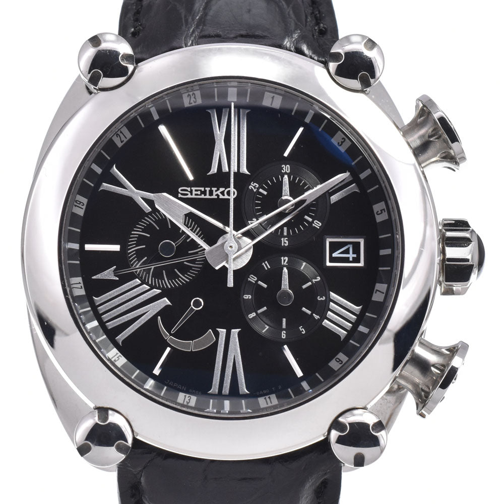 SEIKO Galante 5R86-0AB0 SBLA049 Chronograph black Dial Spring drive Men's
 Watch J#150453
