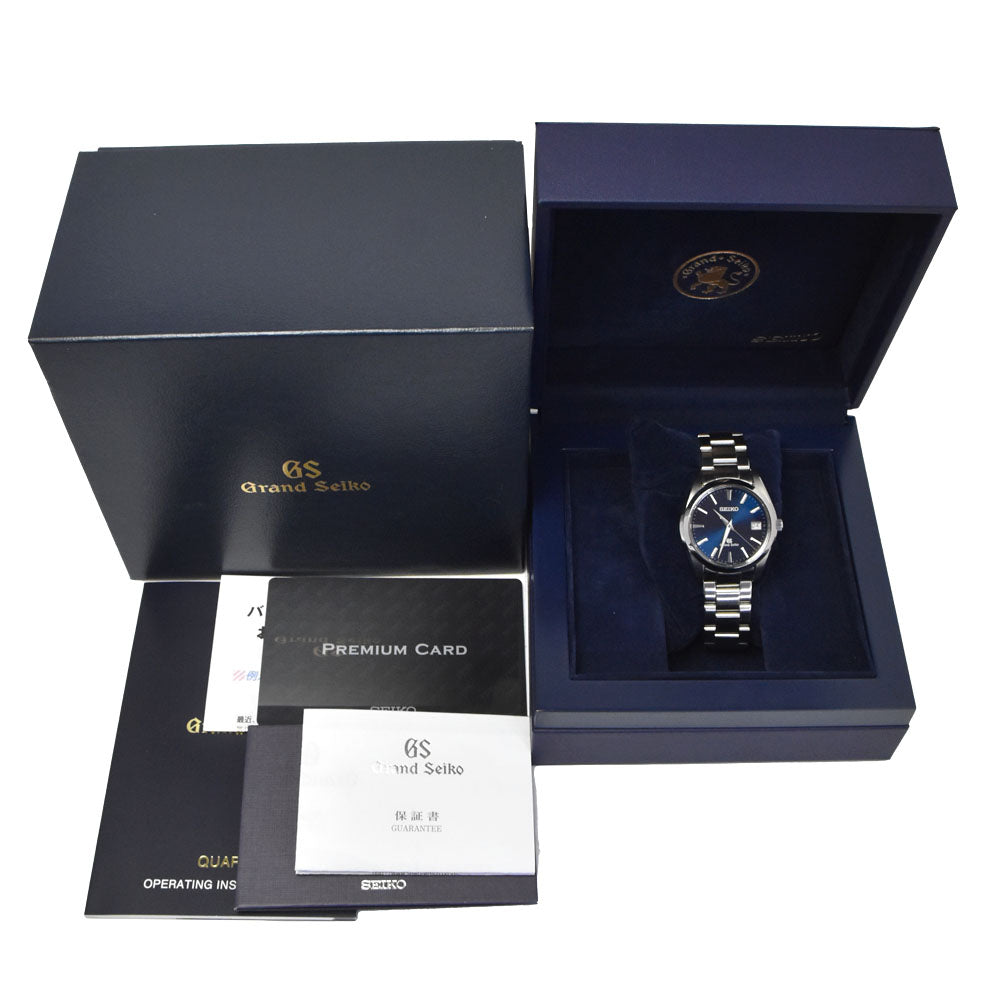 with paper SEIKO Grand Seiko SBGV025/9F82-0AF0 Date blue Dial Quartz Men's
 Watch I#150459