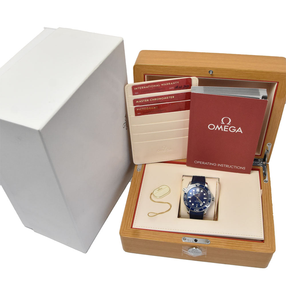 with paper OMEGA Seamaster Diver 300M 210.32.42.20.03.001 Co-Axial Master Chronometer blue Dial Automatic Men's
 Watch J#150473