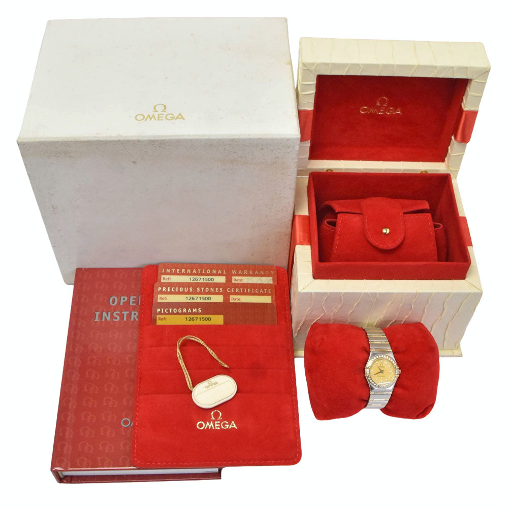 with paper OMEGA Constellation 1267.15.00 diamond gold Dial Quartz Ladies
 Watch J#150477