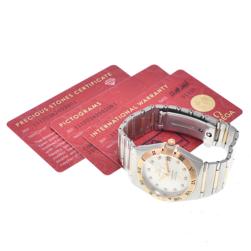 with paper OMEGA Constellation 111.20.36.20.52.001 11P Diamond Silver Dial Automatic Men's
 Watch K#150478