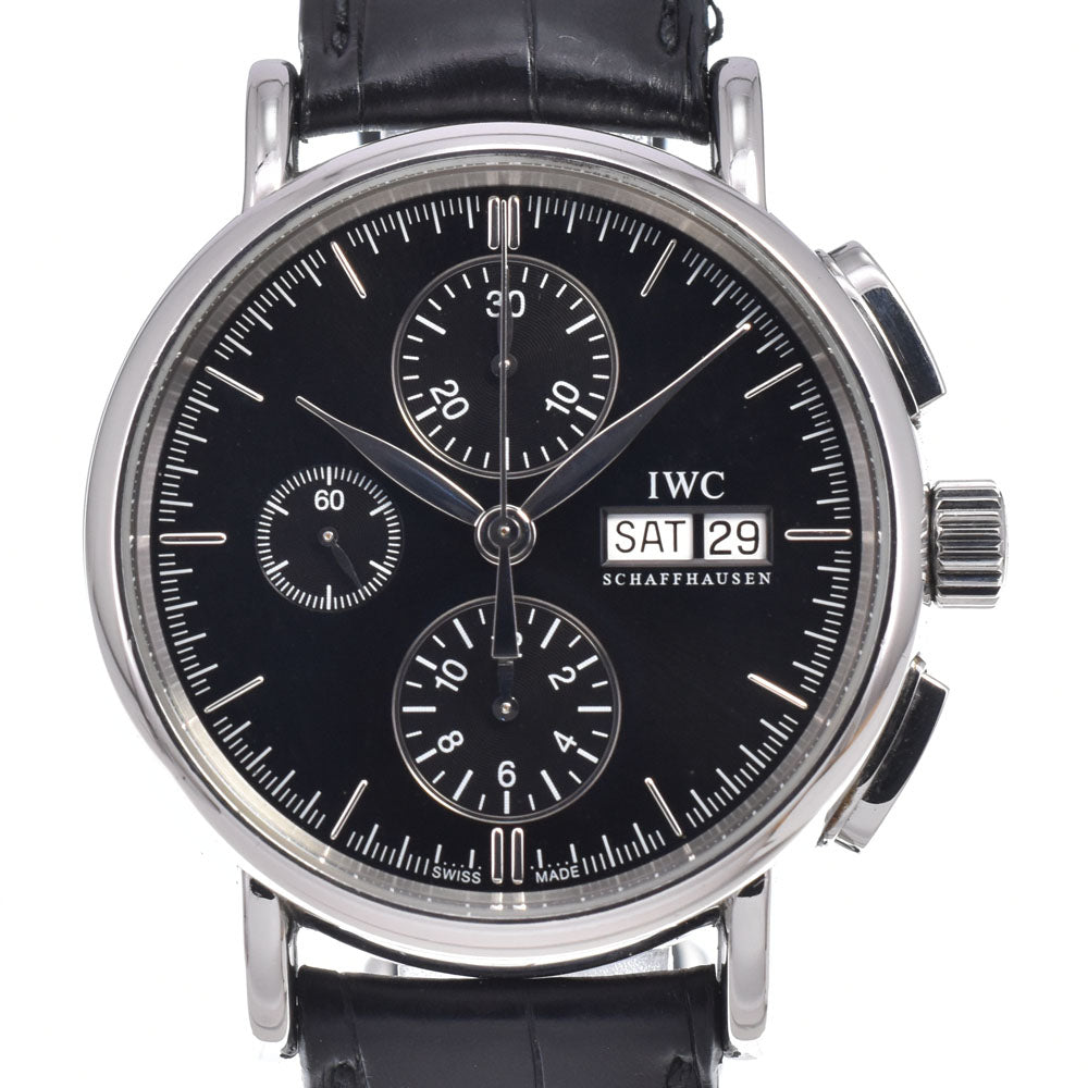 with paper IWC SCHAFFHAUSEN Portofino IW378303 Chronograph day date black Dial Automatic Men's
 Watch K#150480