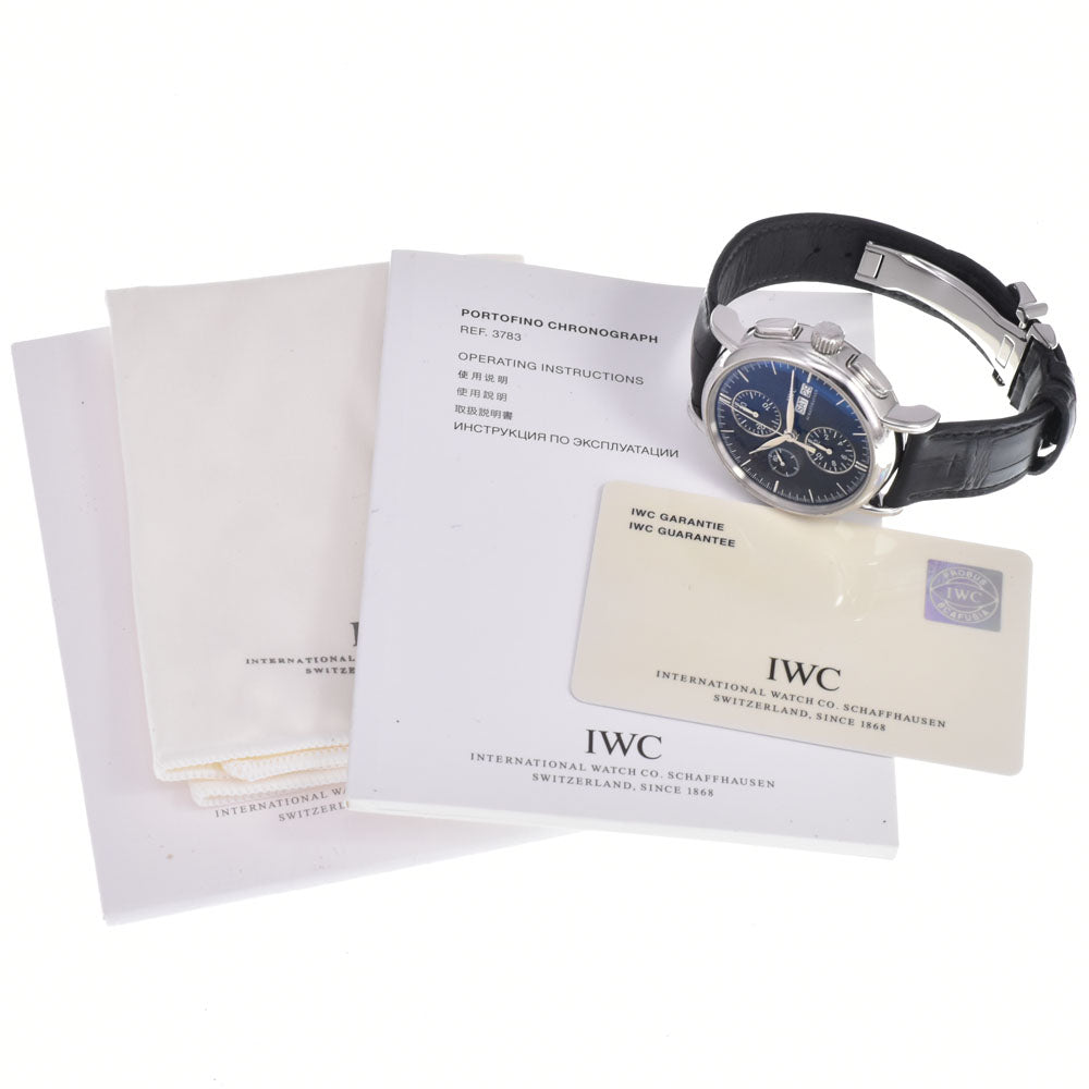 with paper IWC SCHAFFHAUSEN Portofino IW378303 Chronograph day date black Dial Automatic Men's
 Watch K#150480