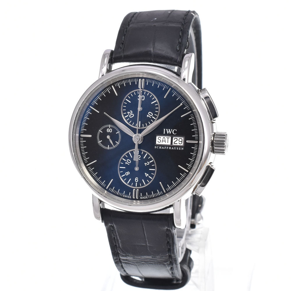 with paper IWC SCHAFFHAUSEN Portofino IW378303 Chronograph day date black Dial Automatic Men's
 Watch K#150480