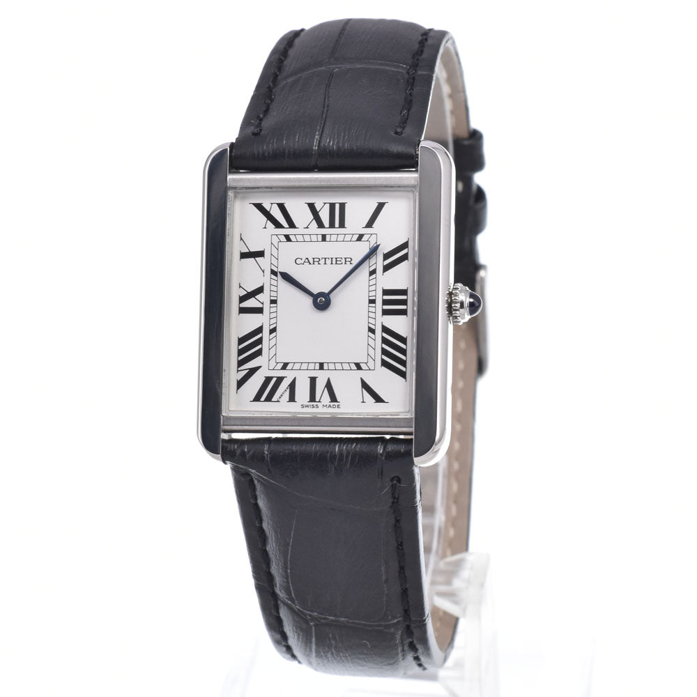 with paper CARTIER Tank solo LM W5200003 Silver Dial Quartz Men's
 Watch I#150481