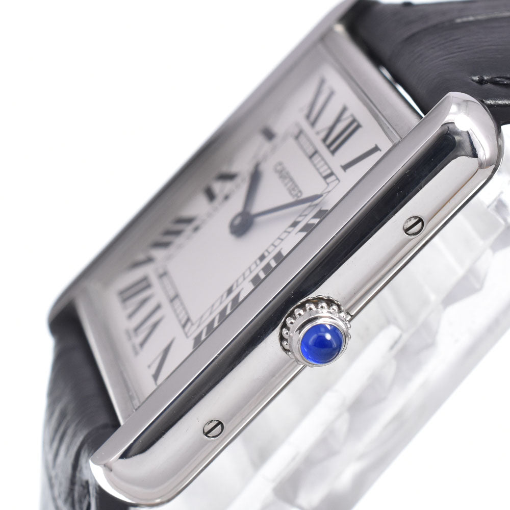 with paper CARTIER Tank solo LM W5200003 Silver Dial Quartz Men's
 Watch I#150481