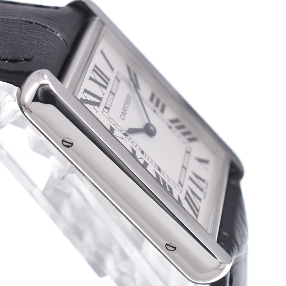 with paper CARTIER Tank solo LM W5200003 Silver Dial Quartz Men's
 Watch I#150481
