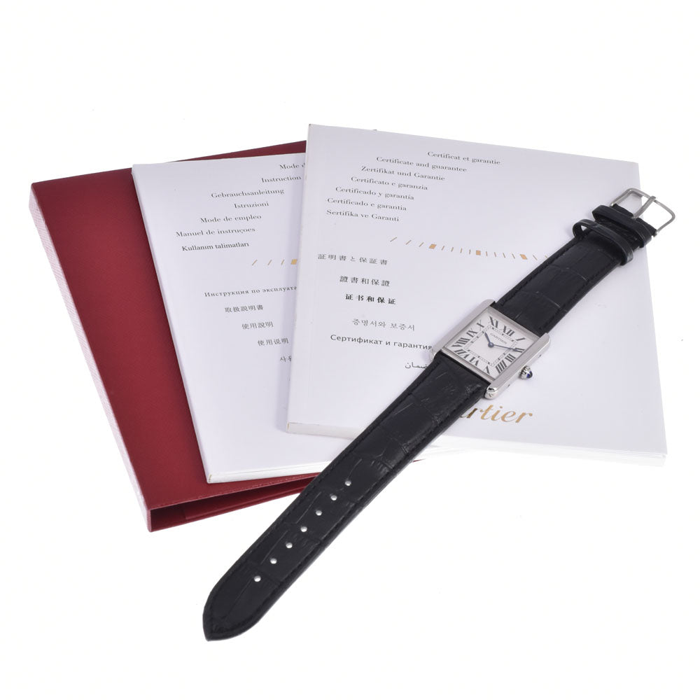 with paper CARTIER Tank solo LM W5200003 Silver Dial Quartz Men's
 Watch I#150481