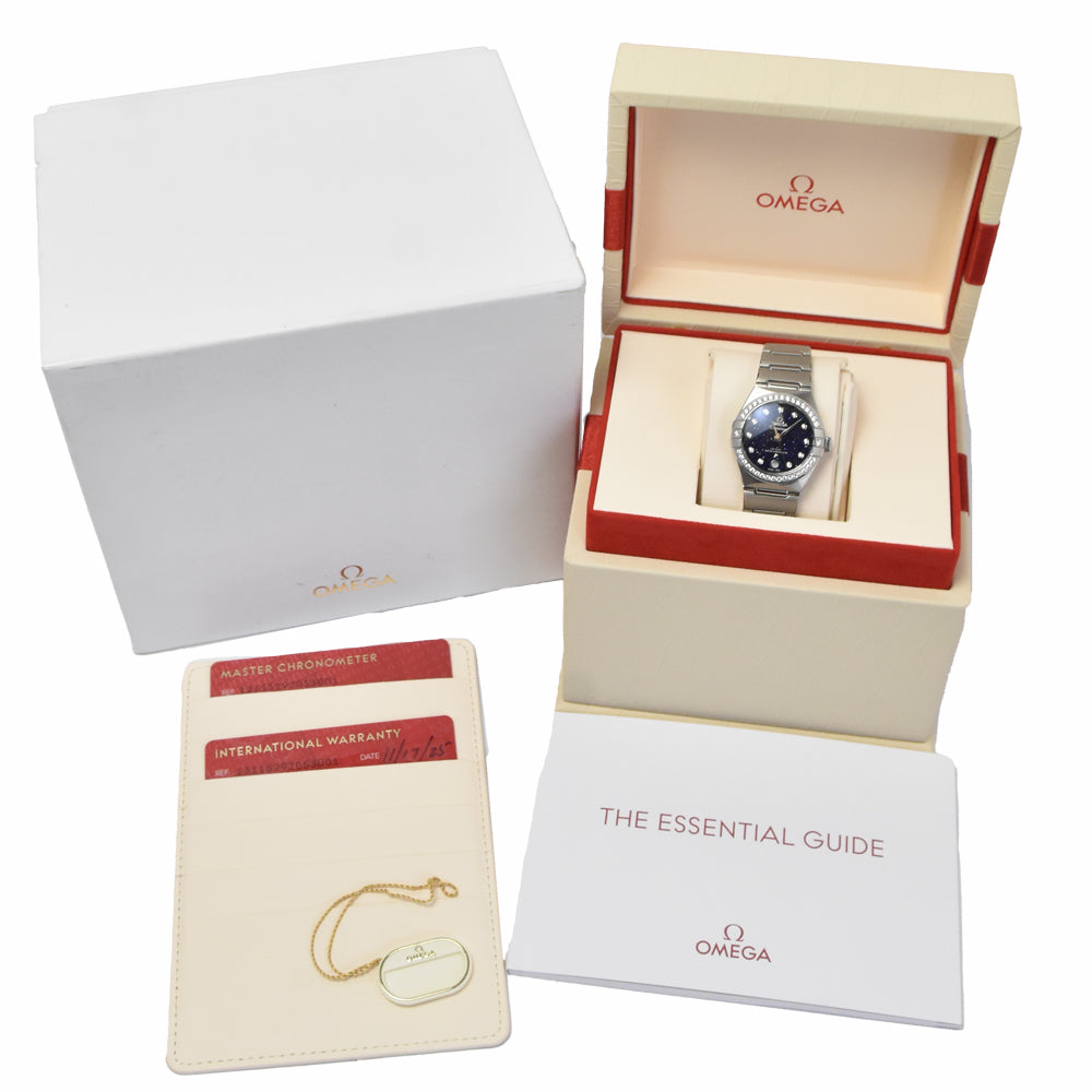 with paper OMEGA Constellation Coaxial 131.15.29.20.53.001 diamond blue Dial Automatic Ladies
 Watch J#150486