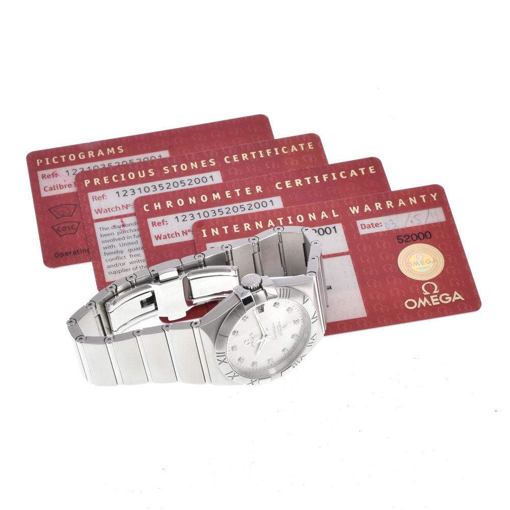 with paper OMEGA Constellation Coaxial 123.10.35.20.52.001 11P Diamond Silver Dial Automatic Men's
 Watch J#150487