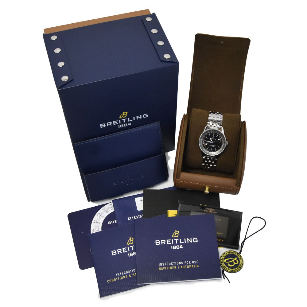 with paper BREITLING Navi timer 1 A17325/A17325241B1P1 black Dial Automatic Men's
 Watch M#150490