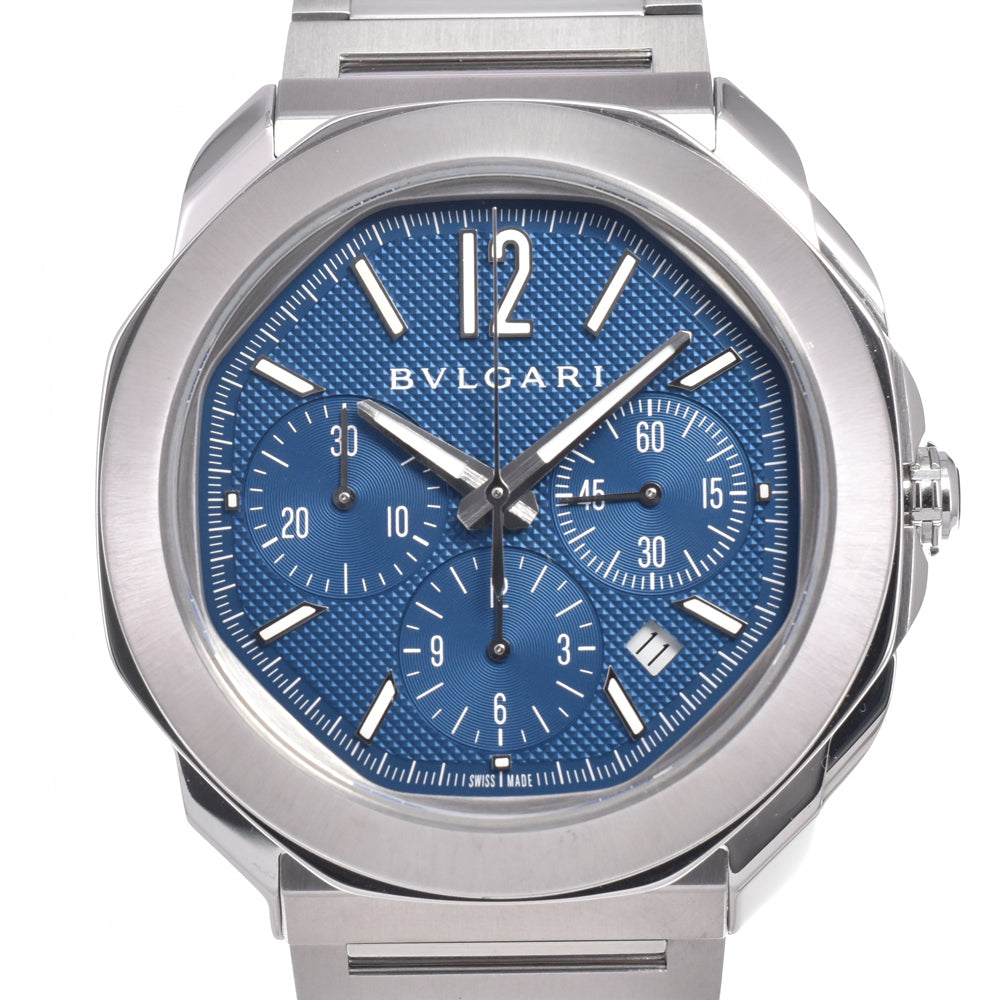with paper BVLGARI Octoma OC42SCH Chronograph blue Dial Automatic Men's
 Watch K#150512