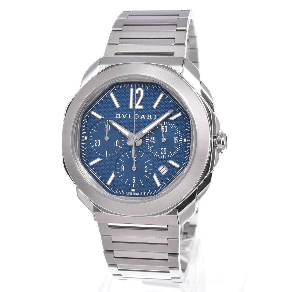 with paper BVLGARI Octoma OC42SCH Chronograph blue Dial Automatic Men's
 Watch K#150512