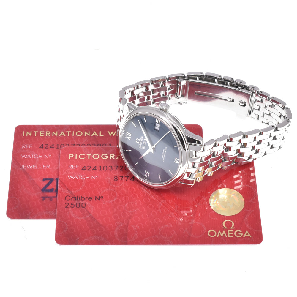 with paper OMEGA De Ville Prestige 424.10.37.20.03.001 Date blue Dial Automatic Men's
 Watch J#150525