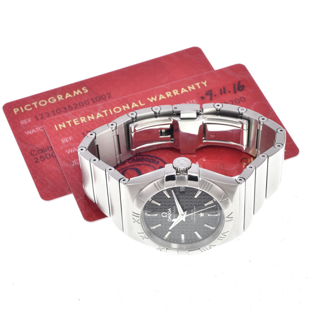 with paper OMEGA Constellation 123.10.35.20.01.002 Date black Dial Automatic Men's
 Watch J#150537