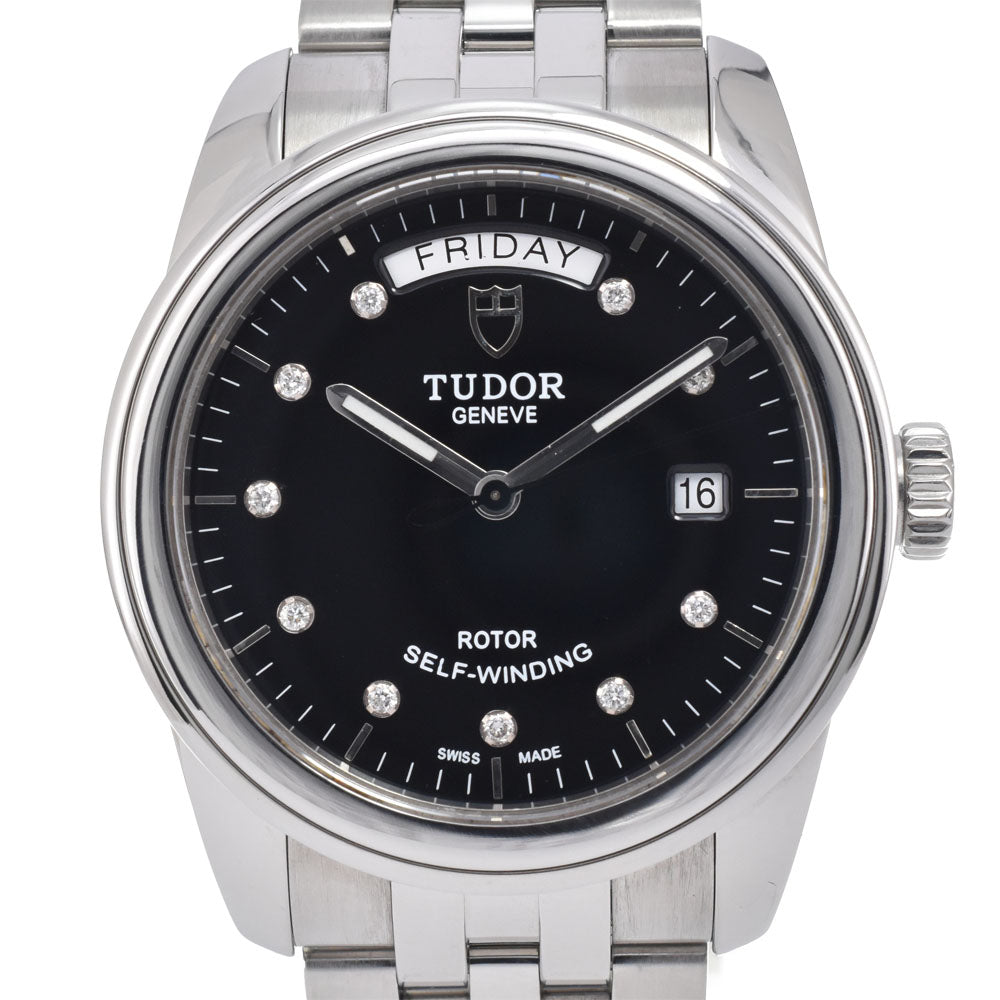 with paper TUDOR Glamor Day Date 56000 10P diamond black Dial Automatic Men's
 Watch M#150541