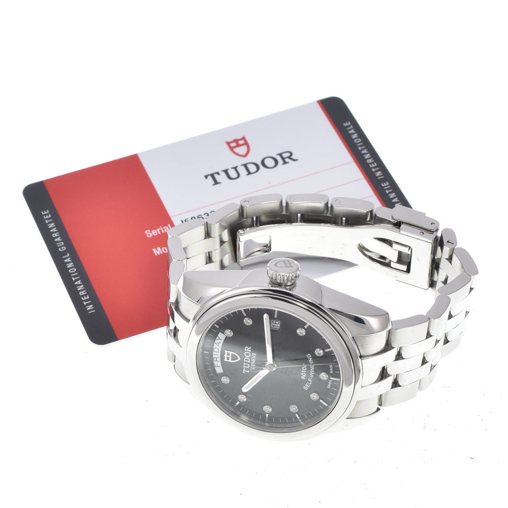 with paper TUDOR Glamor Day Date 56000 10P diamond black Dial Automatic Men's
 Watch M#150541
