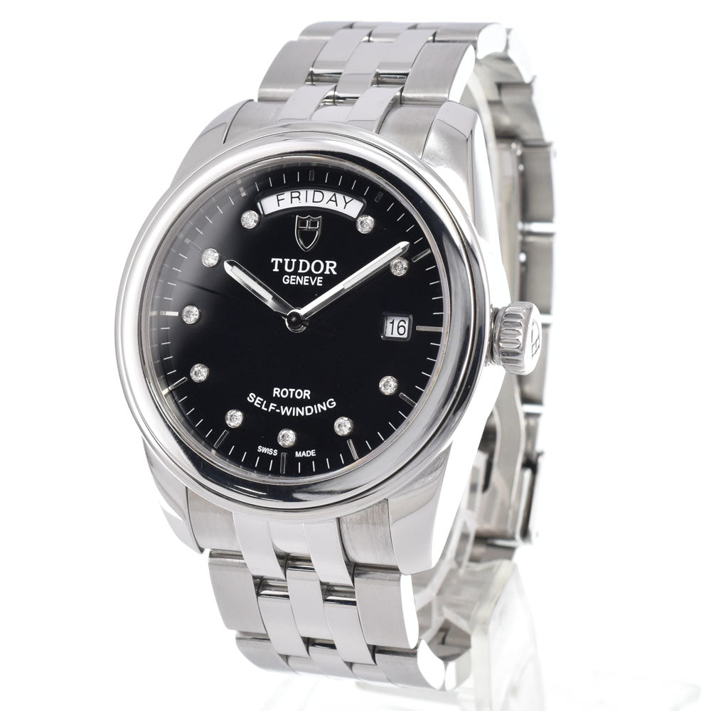 with paper TUDOR Glamor Day Date 56000 10P diamond black Dial Automatic Men's
 Watch M#150541