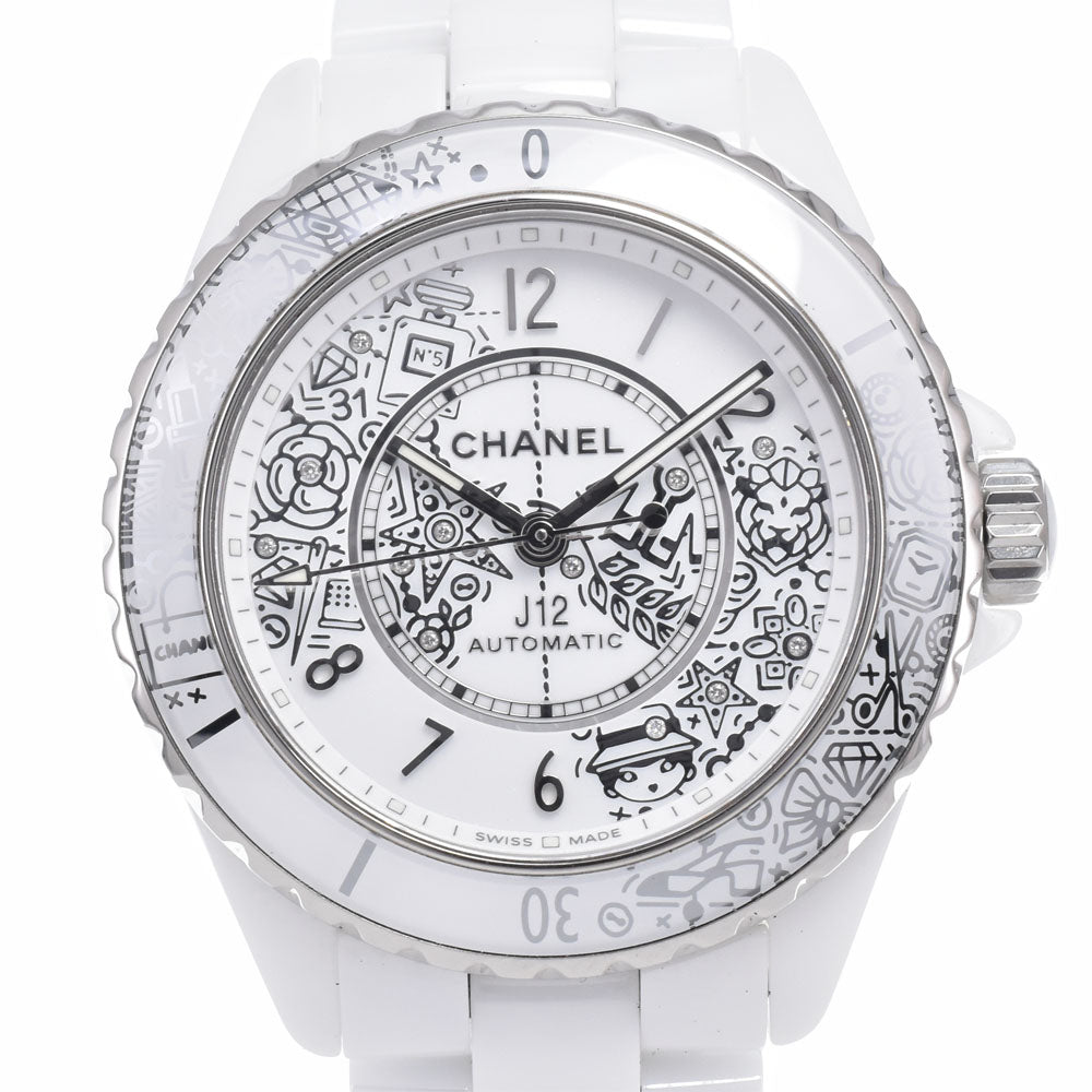 with paper CHANEL J12 .20 H6476 Limited to 2020 pieces worldwide, 12P diamond white Dial Automatic Unisex
 Watch J#150561