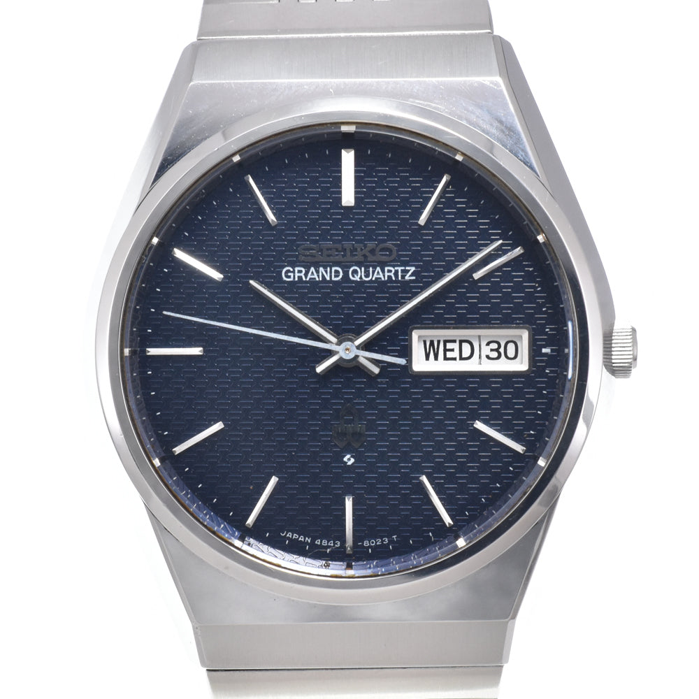 SEIKO Grand quartz 4843-8050 vintage Day date blue Dial Quartz Men's
 Watch K#150589