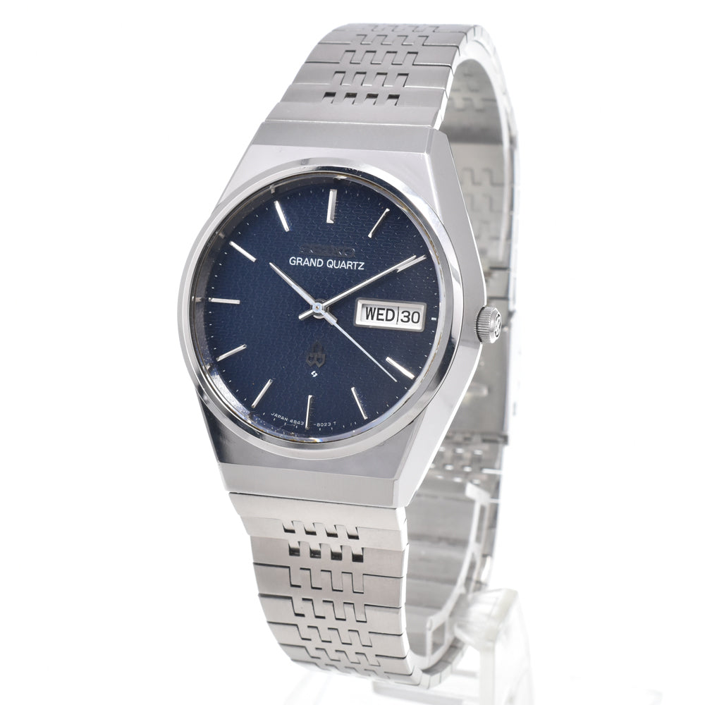 SEIKO Grand quartz 4843-8050 vintage Day date blue Dial Quartz Men's
 Watch K#150589