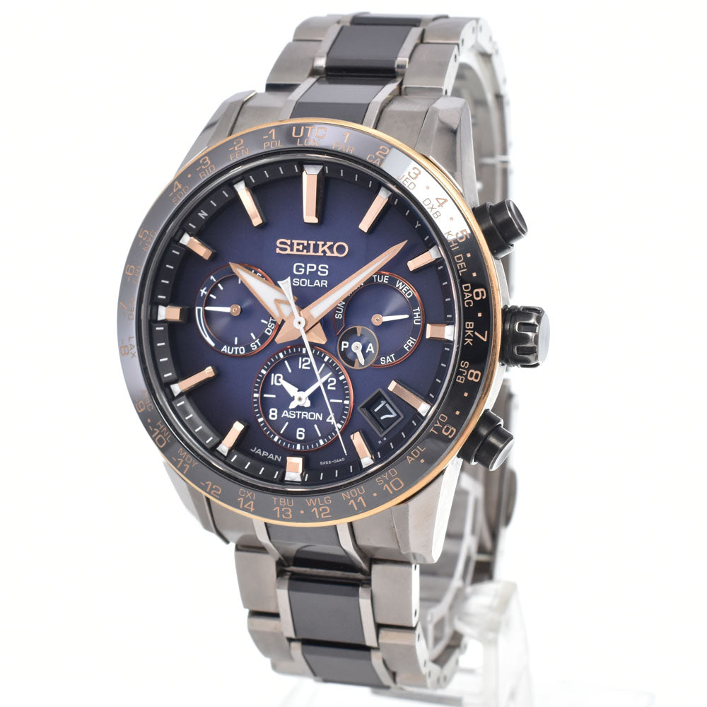 with paper SEIKO Astron 5X53-0AA0/SBXC007 GPS (Limited Edition of 2000 Units) Navy Dial GPS Solar Men's
 Watch J#150639