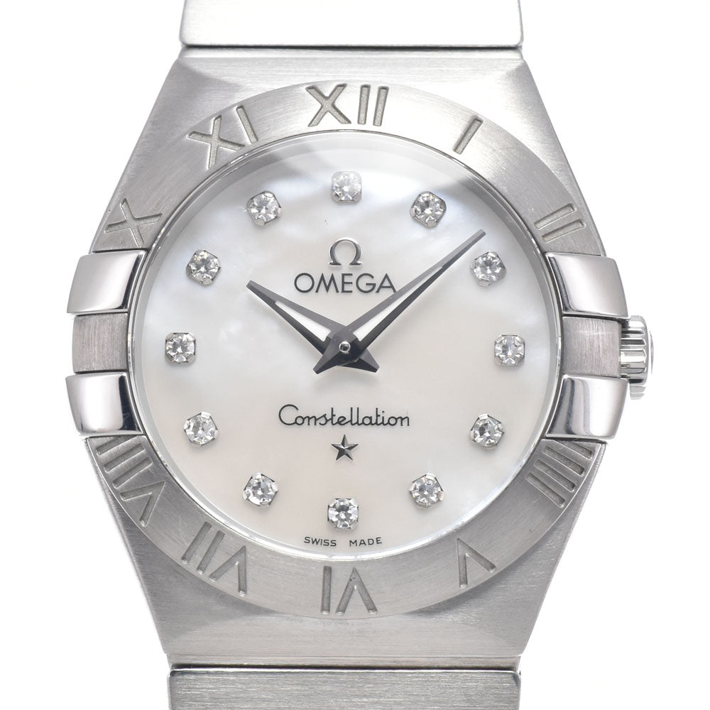 with paper OMEGA Constellation 123.10.27.60.55.001 12P diamond White shell Dial Quartz Ladies
 Watch K#150648