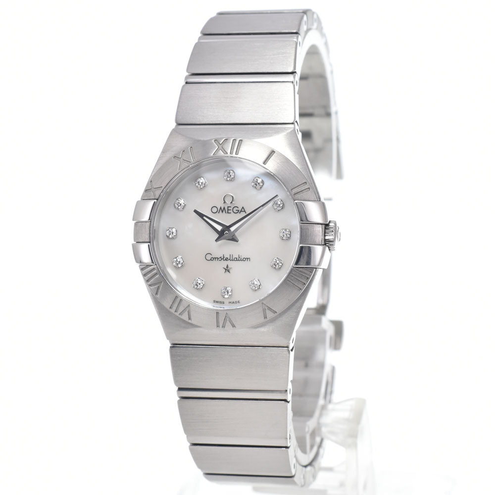 with paper OMEGA Constellation 123.10.27.60.55.001 12P diamond White shell Dial Quartz Ladies
 Watch K#150648