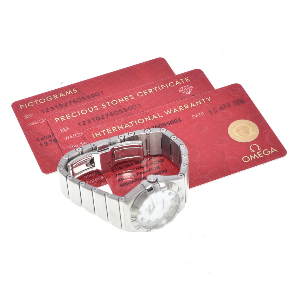 with paper OMEGA Constellation 123.10.27.60.55.001 12P diamond White shell Dial Quartz Ladies
 Watch K#150648