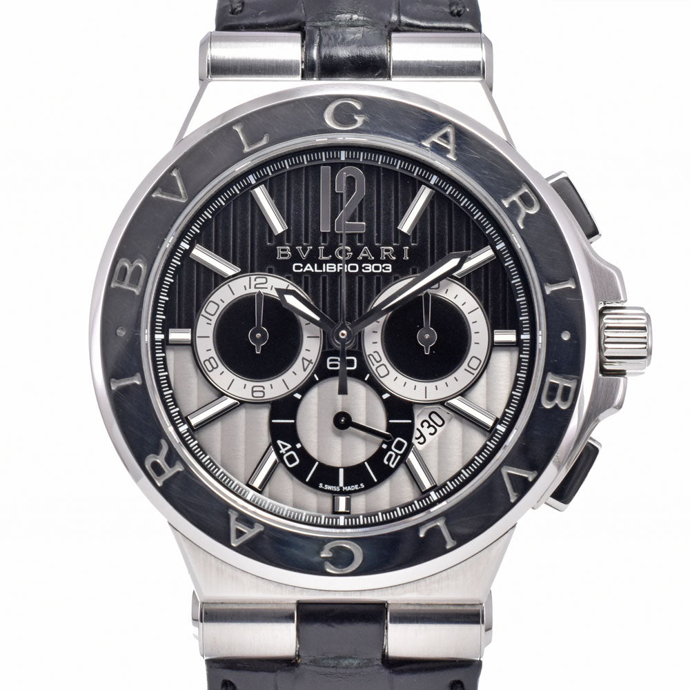with paper BVLGARI Diagono Calibro DG42SCH Chronograph Date black Dial Automatic Men's
 Watch I#150649