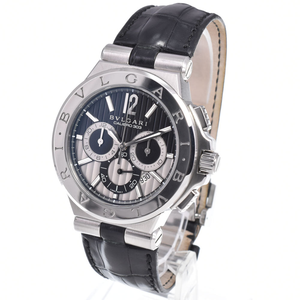 with paper BVLGARI Diagono Calibro DG42SCH Chronograph Date black Dial Automatic Men's
 Watch I#150649
