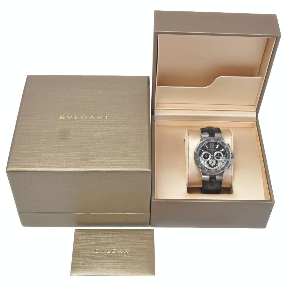 with paper BVLGARI Diagono Calibro DG42SCH Chronograph Date black Dial Automatic Men's
 Watch I#150649
