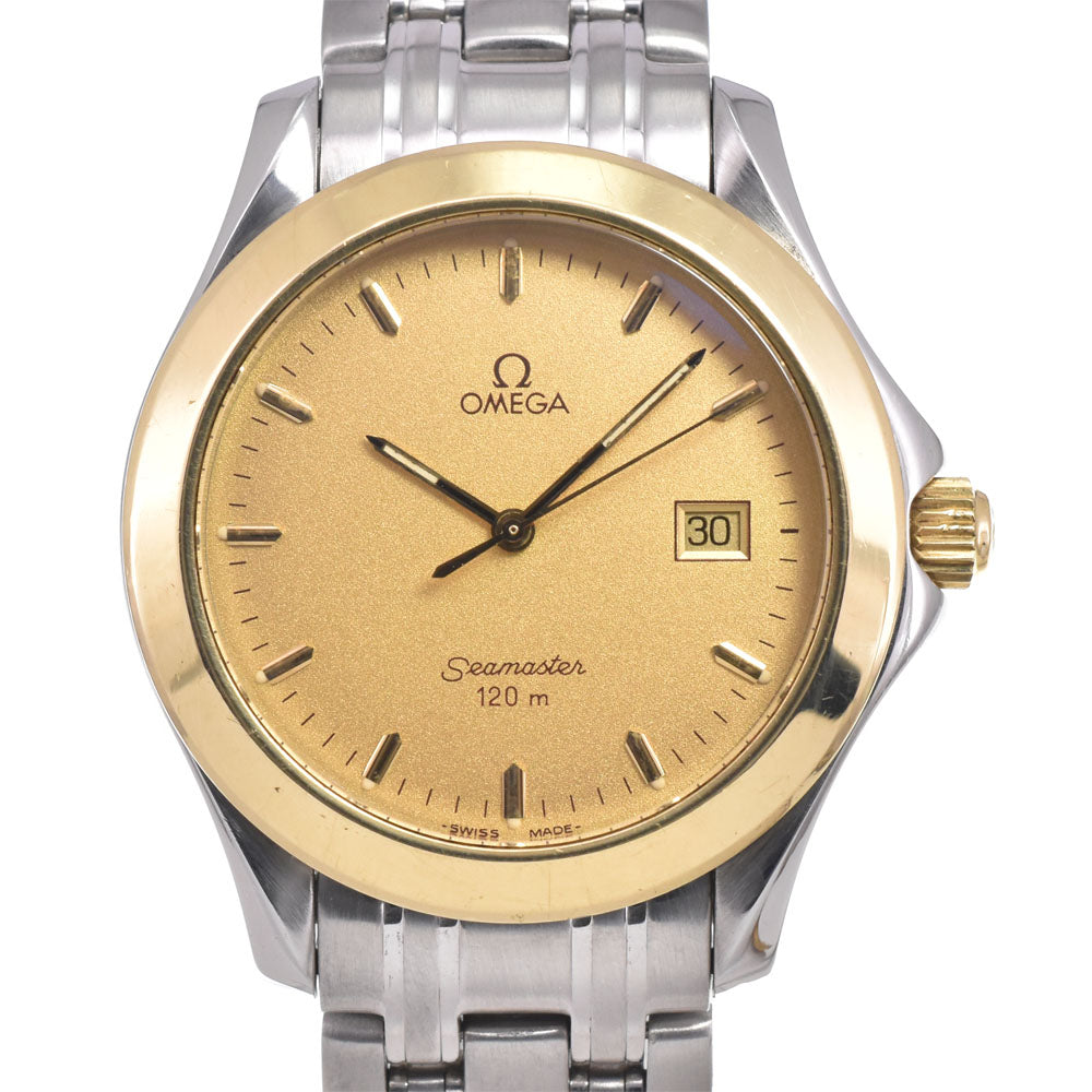 OMEGA Seamaster120M 2411 Date K18YG Bezel gold Dial Quartz Men's
 Watch K#150686