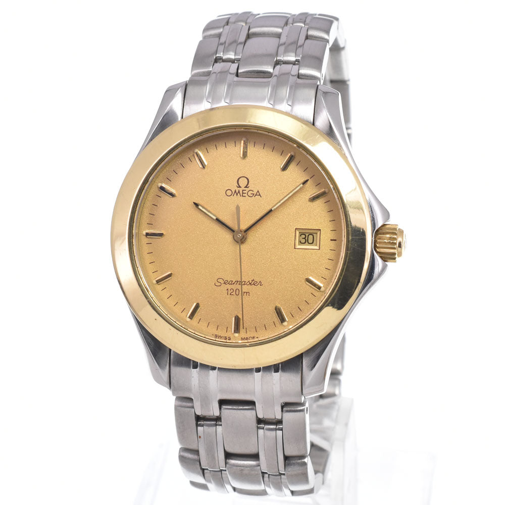 OMEGA Seamaster120M 2411 Date K18YG Bezel gold Dial Quartz Men's
 Watch K#150686