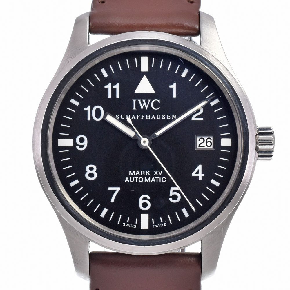 with paper IWC SCHAFFHAUSEN Pilot's Watch Mark XV Date IW325301 black Dial Automatic Men's
 Watch K#150703