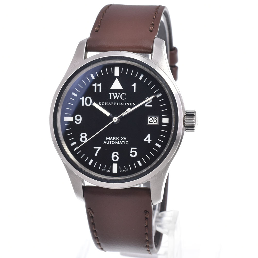 with paper IWC SCHAFFHAUSEN Pilot's Watch Mark XV Date IW325301 black Dial Automatic Men's
 Watch K#150703