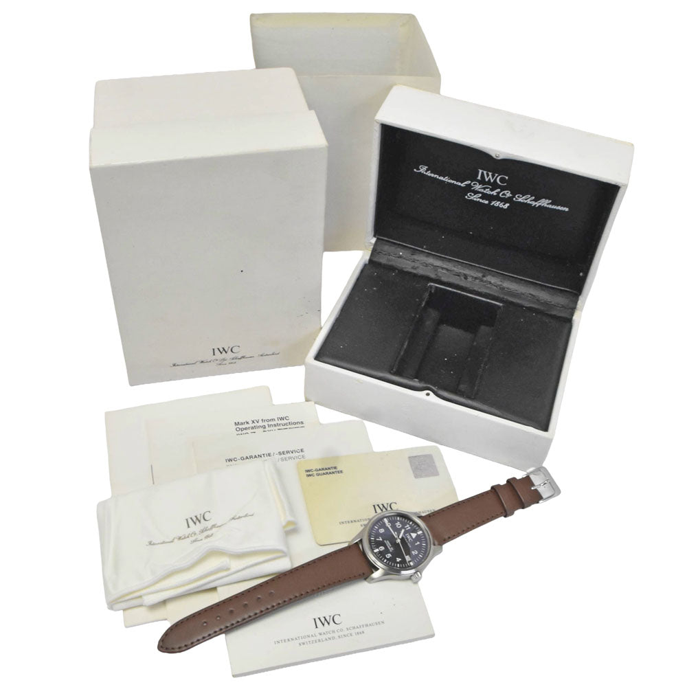 with paper IWC SCHAFFHAUSEN Pilot's Watch Mark XV Date IW325301 black Dial Automatic Men's
 Watch K#150703