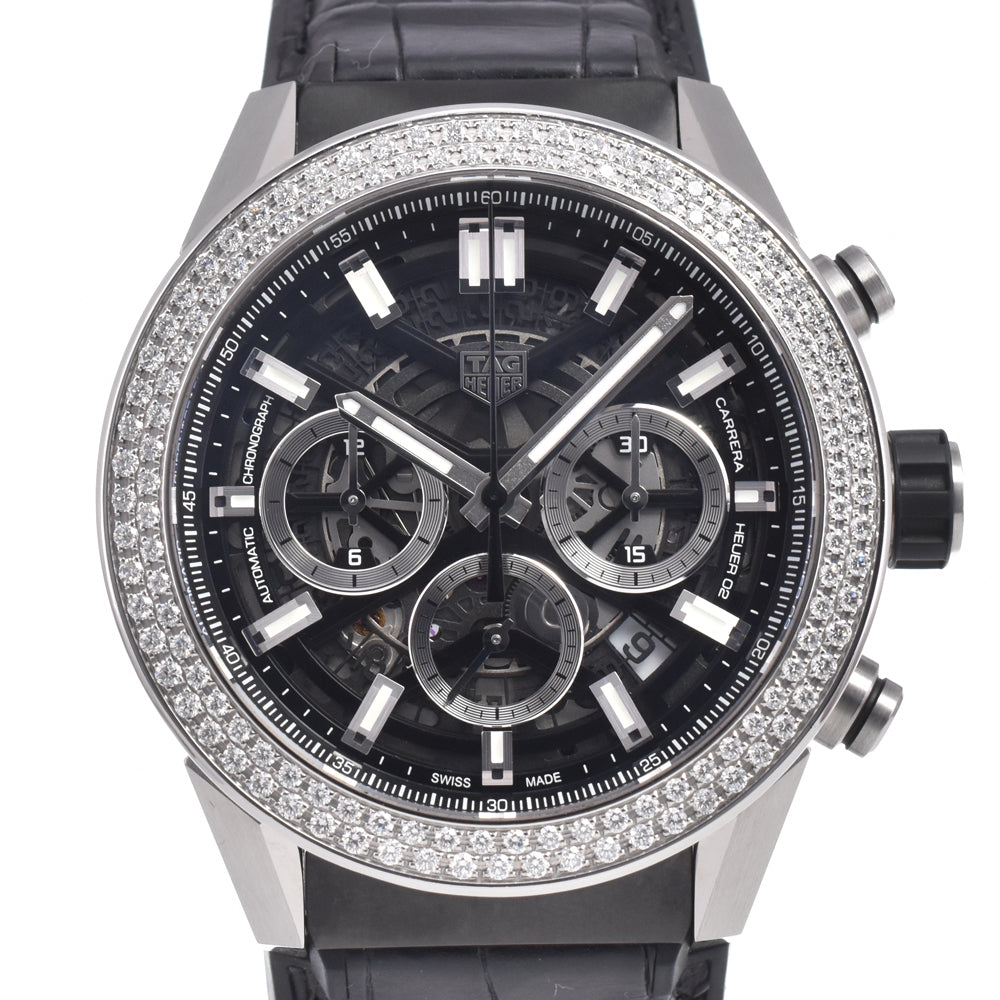 with paper TAG HEUER Carrera Caliber Heuer 02 CBG2A12.FC6450 Diamond Bezel skeleton Dial Automatic Men's
 Watch K#150741