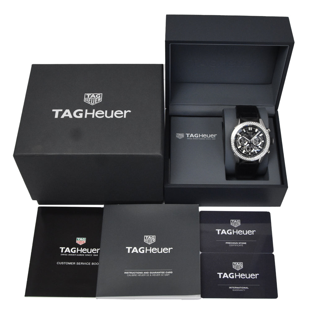 with paper TAG HEUER Carrera Caliber Heuer 02 CBG2A12.FC6450 Diamond Bezel skeleton Dial Automatic Men's
 Watch K#150741
